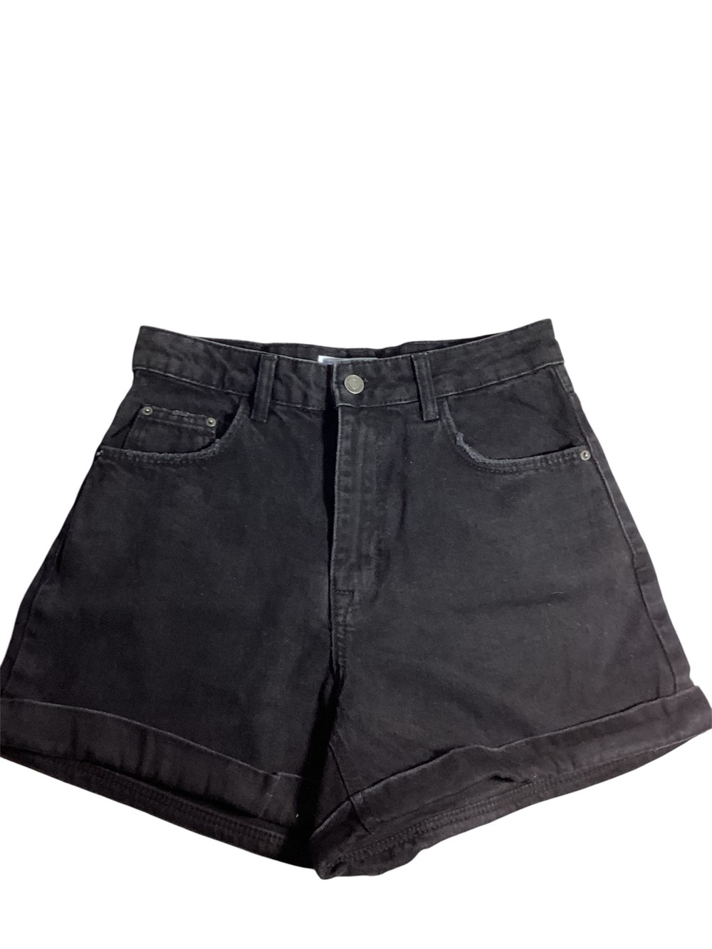Bershka Black High-Rise Denim Shorts
